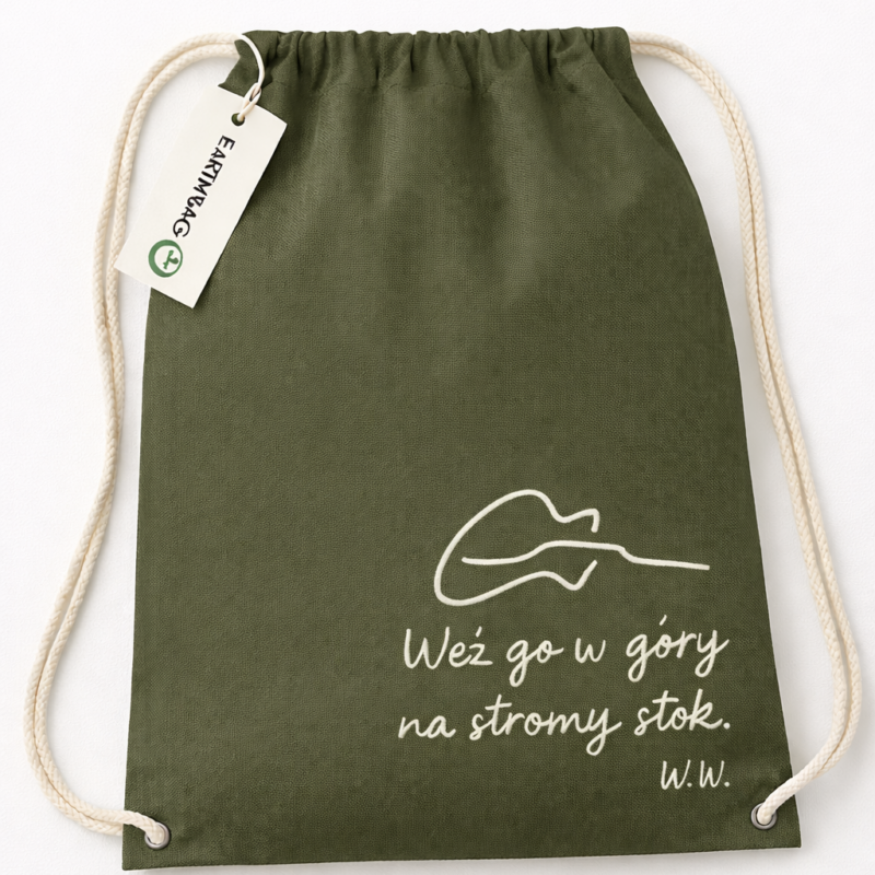 Plecak worek „Weź go w góry” - bawełniany plecak na sznurkach
